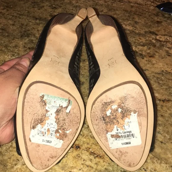 Tory Burch Reagan Heels Open Toe Stilettos Black/Cream - Size 9 - Picture 13 of 16